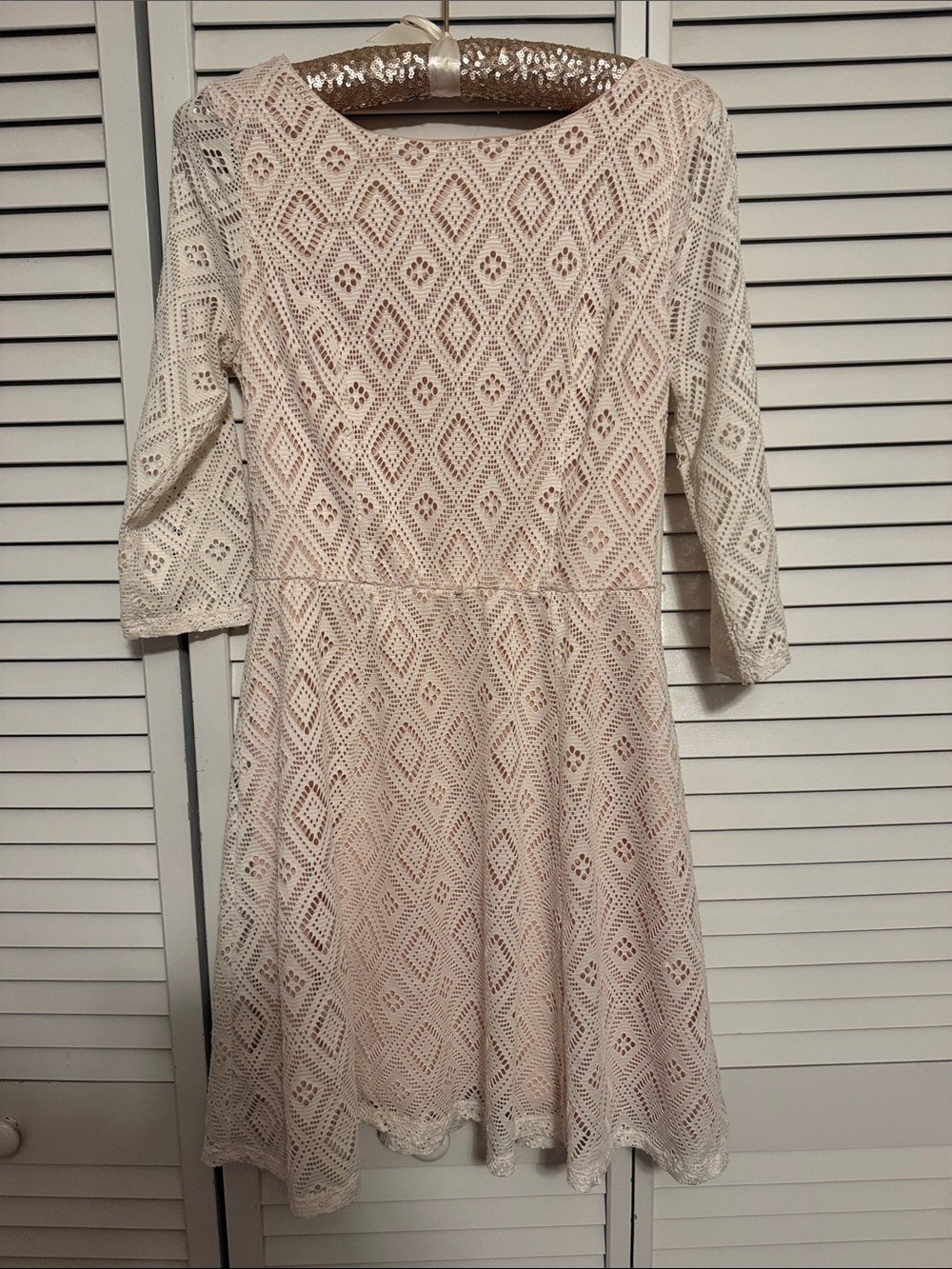 Elegant Ivory Lace Fit-and-Flare Dress